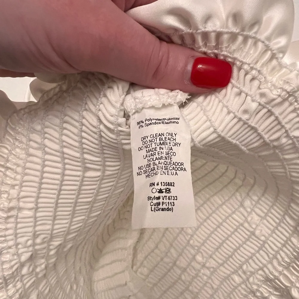 White Scrunch Tube Tops with String Ties (Size: Large) - Picture 3 of 5